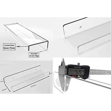 Blingsoul 5mm Thick Clear Floating Bathroom Wall Shelf - Acrylic Wall Mounted Display Shelves, Invisible Vanity, Spice Rack Organizer (Set of 4)