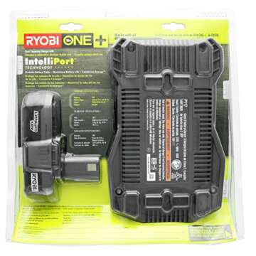 Ryobi P128 Upgrade Kit: Intelliport 18V Lithium Ion Battery Charger (P117) and Single 18V Lithium Io...