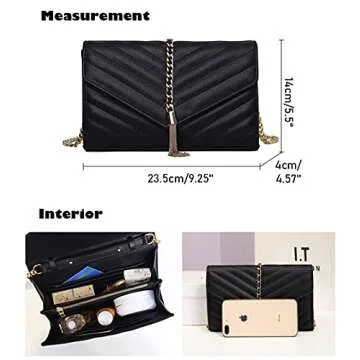 YXBQueen Quilted Handbags for Women Chain Crossbody Bags Chevron Faux Leather Clutch Purses for Women (White)