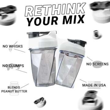 HELIMIX 1.5 Vortex Blender Shaker Bottle Holds Upto 20oz | No Blending Ball or Whisk | USA Made | Po...