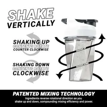 HELIMIX 1.5 Vortex Blender Shaker Bottle Holds Upto 20oz | No Blending Ball or Whisk | USA Made | Portable Pre Workout Whey Protein Drink Shaker Cup | Mixes Cocktails Smoothies Shakes | Top Rack Safe