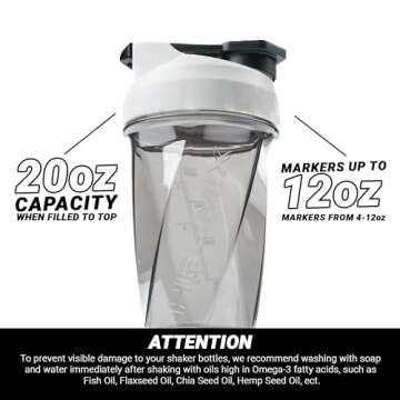 HELIMIX 1.5 Vortex Blender Shaker Bottle Holds Upto 20oz | No Blending Ball or Whisk | USA Made | Portable Pre Workout Whey Protein Drink Shaker Cup | Mixes Cocktails Smoothies Shakes | Top Rack Safe