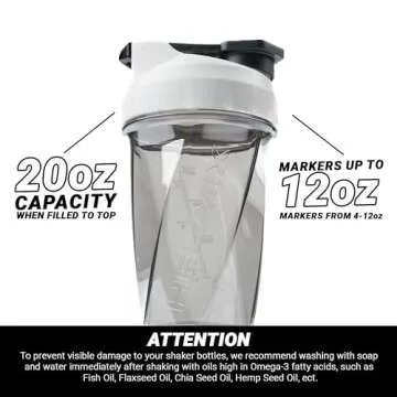 HELIMIX 1.5 Vortex Blender Shaker Bottle Holds Upto 20oz | No Blending Ball or Whisk | USA Made | Portable Pre Workout Whey Protein Drink Shaker Cup | Mixes Cocktails Smoothies Shakes | Top Rack Safe
