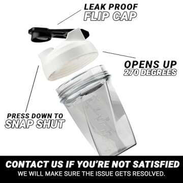 HELIMIX 1.5 Vortex Blender Shaker Bottle Holds Upto 20oz | No Blending Ball or Whisk | USA Made | Portable Pre Workout Whey Protein Drink Shaker Cup | Mixes Cocktails Smoothies Shakes | Top Rack Safe