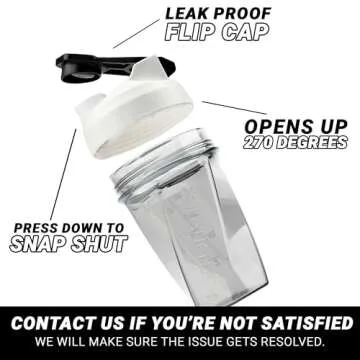 HELIMIX 1.5 Vortex Blender Shaker Bottle Holds Upto 20oz | No Blending Ball or Whisk | USA Made | Portable Pre Workout Whey Protein Drink Shaker Cup | Mixes Cocktails Smoothies Shakes | Top Rack Safe