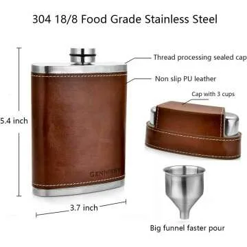 GENNISSY 8oz Flask Set with 3 Cups - Leak Proof