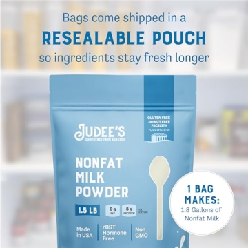 Judee’s Non-Fat Milk Powder - 100% Non-GMO, Keto-Friendly