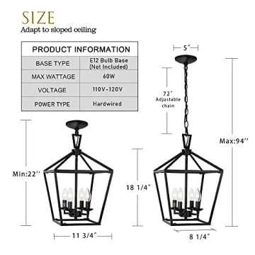 Untrammelife Adjustable Black Lantern Pendant Light