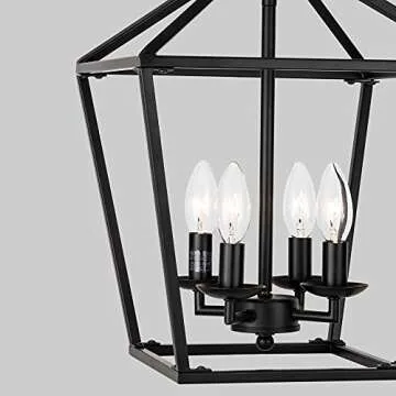 Untrammelife Adjustable Black Lantern Pendant Light