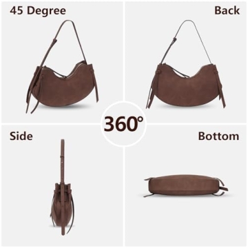 YFGBCX Suede Bag Crescent Purse for Women - Trendy Hobo Handbag
