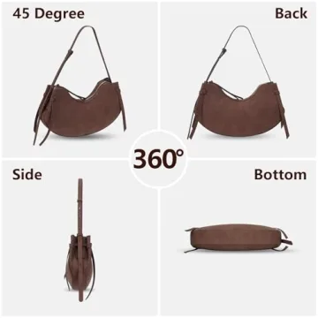 YFGBCX Suede Bag Crescent Purse for Women - Trendy Hobo Handbag