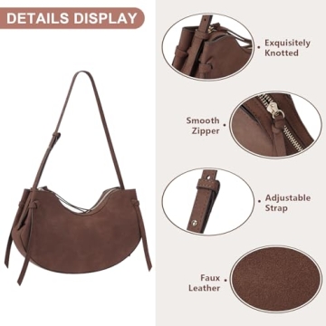 YFGBCX Suede Bag Crescent Purse for Women - Trendy Hobo Handbag