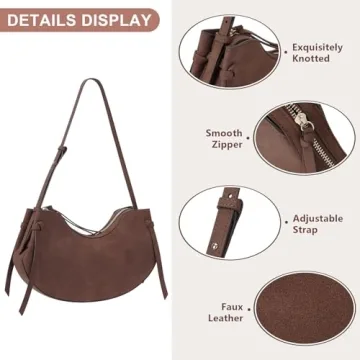 YFGBCX Suede Bag Crescent Purse for Women - Trendy Hobo Handbag