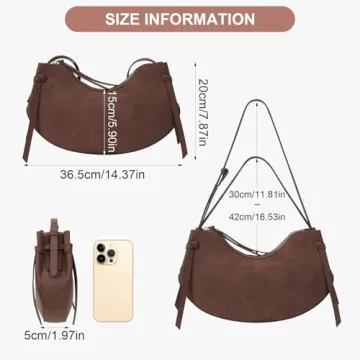 YFGBCX Suede Bag Crescent Purse for Women - Trendy Hobo Handbag