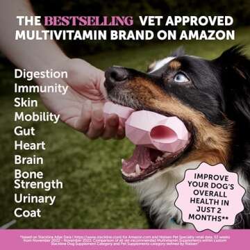 Pet Honesty Multivitamin for Dogs + Dental Powder for Teeth Cleaning & Plaque Removal, Glucosamine, ...