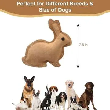 SPOT Dura-Fused Leather Rabbit - Durable Dog Toy with Squeaker, Real Leather & Jute Fabric, Interact...