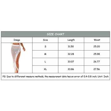 HengShunRui Crochet Skirt Cover Up Beach Skirt Coverups for Women A1 White S