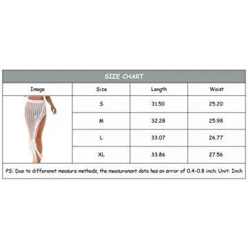 HengShunRui Crochet Skirt Cover Up Beach Skirt Coverups for Women A1 White S