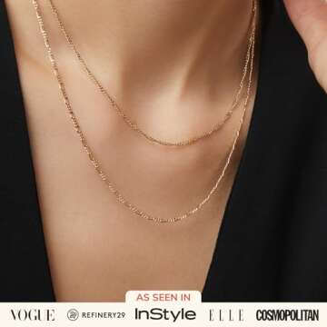 Ana Luisa Gold Layered Necklace Set for Women - Chic 14K Gold Plated Chains with Two Separate Neckla...