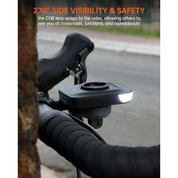 RAVEMEN FR300 Compatible with Garmin/Wahoo Bike Computer, 300 Lumen Warning Flashing 6 Modes Cycling Computer Accessories with Auto On Off, USB C Rechargeable for Road Bike (Patent Protected)