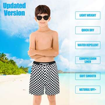LUCOWEE Boys Swim Trunks with Comfortable Liner, Quick Dry & UPF Protection