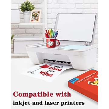 Lzerking 200 Sheets Glossy Printable Vinyl Sticker Paper