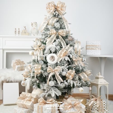 Elegant DINDOSAL Champagne Gold Wired Ribbon for Christmas