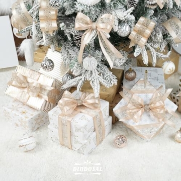 Elegant DINDOSAL Champagne Gold Wired Ribbon for Christmas