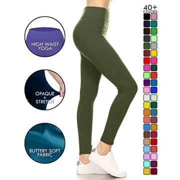 Leggings Depot Women's Olive High Waisted Yoga Leggings