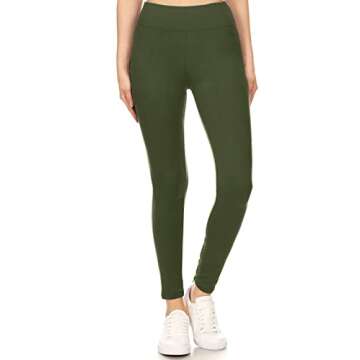 High Waisted Olive Green Yoga Leggings for Women