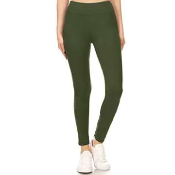 High Waisted Olive Green Yoga Leggings for Women