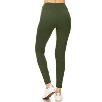 High Waisted Olive Green Yoga Leggings for Women