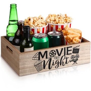 GlikCeil Movie Night Snack Organizer with Wooden Handles