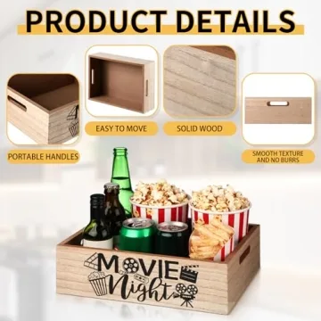 GlikCeil Movie Snack Organizer with Wooden Handles
