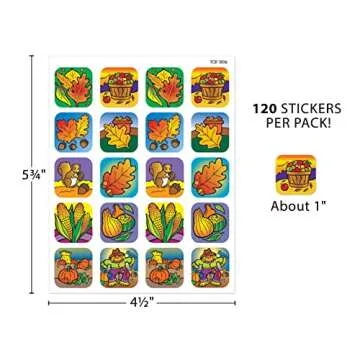 Teacher Created Resources Fall Stickers, Acid-Free, 120 Pack