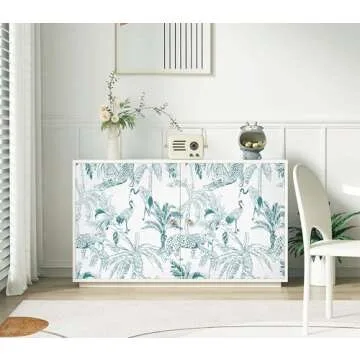 Heroad Brand Blue and White Wallpaper Peel and Stick Wallpaper Cyan Blue Wallpaper Boho Jungle Wallpaper Removable Waterproof Contact Paper for Cabinets Drawer Liner Decoration Wall Paper 17.3"x78.7"