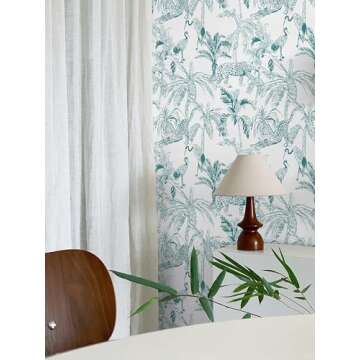 Heroad Brand Blue and White Wallpaper Peel and Stick Wallpaper Cyan Blue Wallpaper Boho Jungle Wallpaper Removable Waterproof Contact Paper for Cabinets Drawer Liner Decoration Wall Paper 17.3"x78.7"