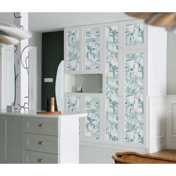 Heroad Brand Blue and White Wallpaper Peel and Stick Wallpaper Cyan Blue Wallpaper Boho Jungle Wallpaper Removable Waterproof Contact Paper for Cabinets Drawer Liner Decoration Wall Paper 17.3"x78.7"