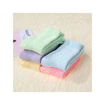 Century Star Anti Slip Athletic Plush Slipper Grip Soft Socks Women Yoga Pilates Soft Warm Cozy Socks For Christmas A 5 Pairs Candy Color One Size