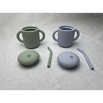 Jane and Kate - 2 Pack, 100% Food Grade Silicone Training Cup and Straw | 6 Months Plus, 5oz, 150 mL...