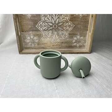 Jane and Kate - 2 Pack, 100% Food Grade Silicone Training Cup and Straw | 6 Months Plus, 5oz, 150 mL, Spill Proof (Green and Blue)