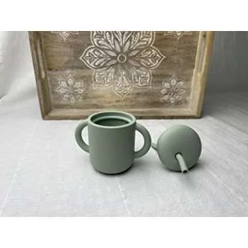 Jane and Kate - 2 Pack, 100% Food Grade Silicone Training Cup and Straw | 6 Months Plus, 5oz, 150 mL, Spill Proof (Green and Blue)