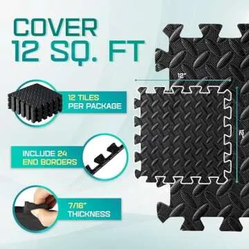 Yes4All Interlocking Exercise Foam Mats with Border – Interlocking Floor Mats for Gym Equipment ?...