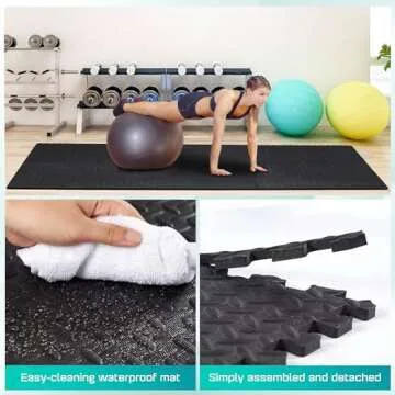 Yes4All Interlocking Exercise Foam Mats with Border – Interlocking Floor Mats for Gym Equipment – Eva Interlocking Floor Tiles ,12 Square Feet, Black (Pack Of 12)