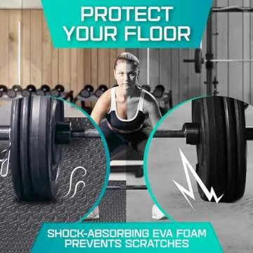 Yes4All Interlocking Exercise Foam Mats with Border – Interlocking Floor Mats for Gym Equipment – Eva Interlocking Floor Tiles ,12 Square Feet, Black (Pack Of 12)