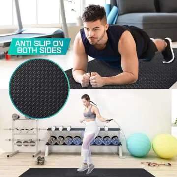 Yes4All Interlocking Exercise Foam Mats with Border – Interlocking Floor Mats for Gym Equipment – Eva Interlocking Floor Tiles ,12 Square Feet, Black (Pack Of 12)