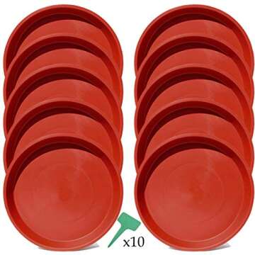 AROMA TREES 10 Pack(16 inch) Brown Plant Saucers Terra Cotta Flower Pot Tray Excellent for Indoor & Outdoor Plants with 10 Plant Tags