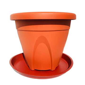 AROMA TREES 10 Pack(16 inch) Brown Plant Saucers Terra Cotta Flower Pot Tray Excellent for Indoor & Outdoor Plants with 10 Plant Tags
