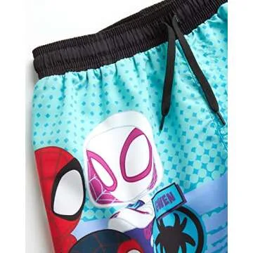 Marvel Avengers Boys’ Swim Trunks – Spider-Man, Captain America Swimsuit – UPF 50+ Quick Dry Bathing Suit for Boys (2T-12), Size 5-6, Teal Blue Spidey
