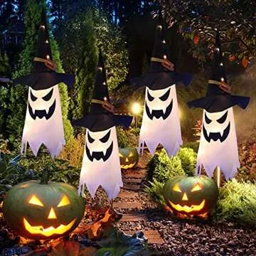 Spooky Glowing Witch Hat Halloween Decorations for Outdoors
